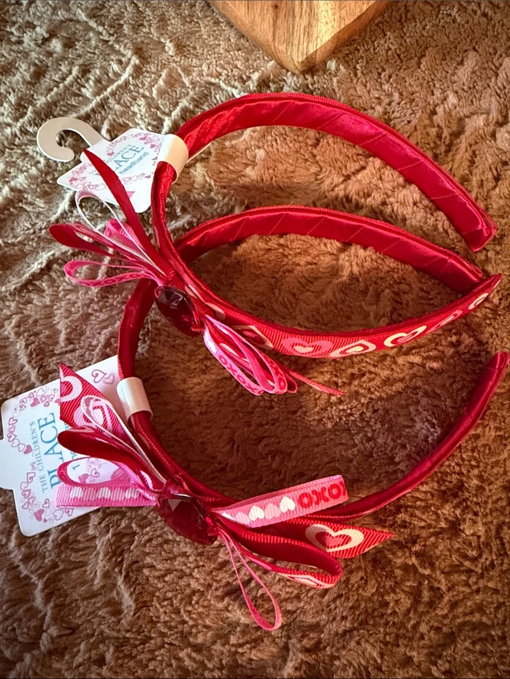 The Children's Place Hot Pink Heart Ribbon Bow Headband(set of 2).